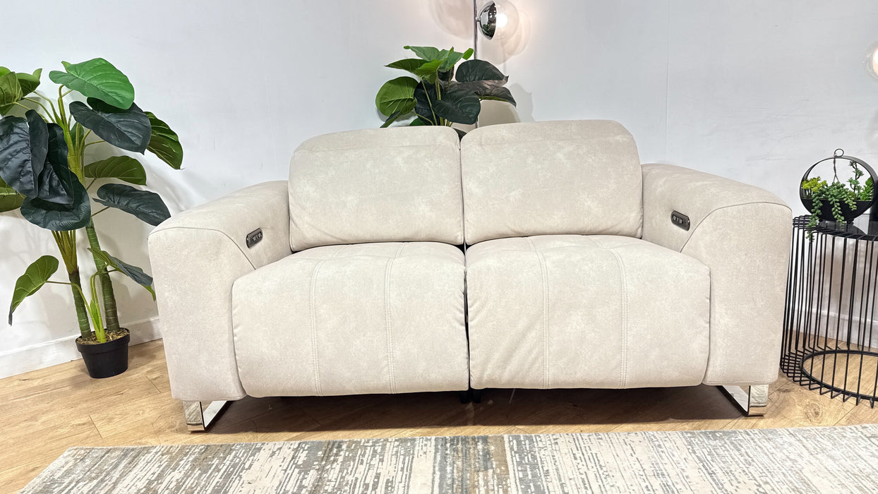 Sofology Marvella Fabric 2 Seater Power Recliner/Headrest in Lifestyle Flecked Ivory