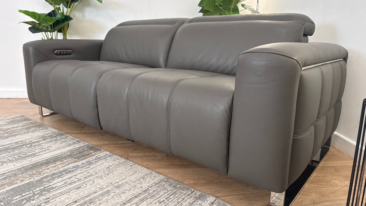 Sofology Marvella Leather 2.5 Power Recliner/Headrest in Trusty Sheen Storm