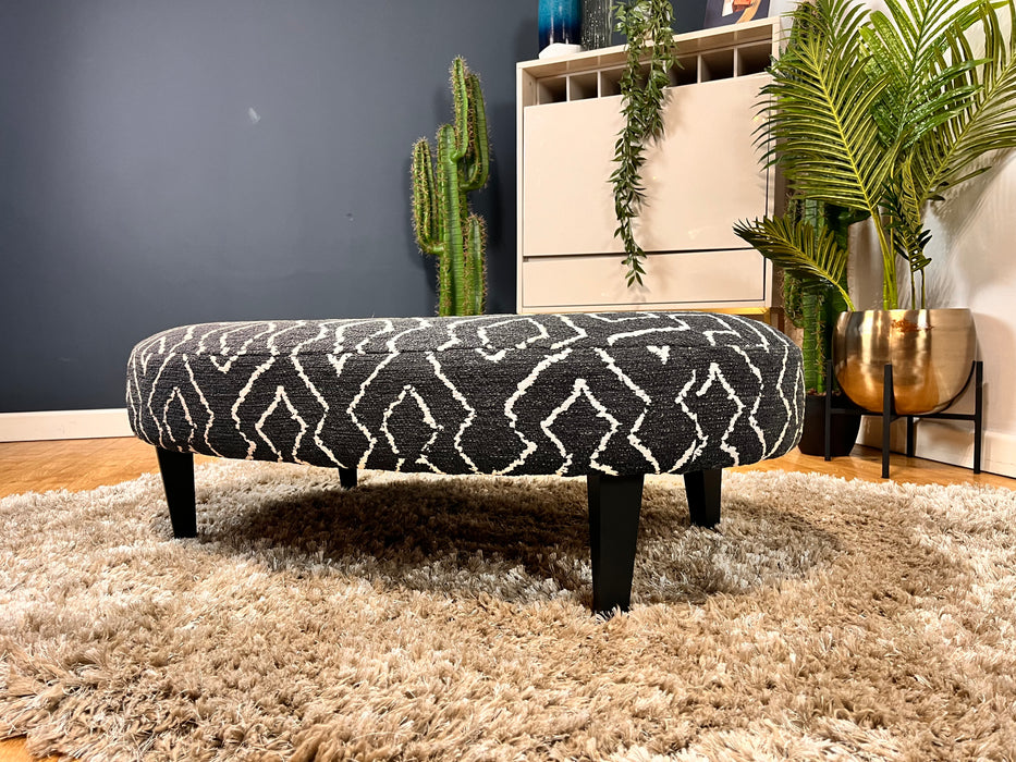 Porter Oval Footstool Fabric Otis Mono All Over (J27)