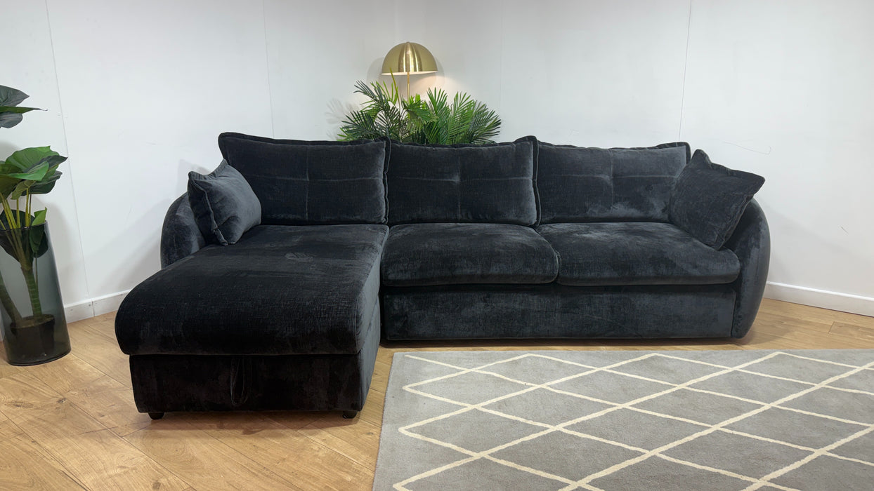 Sofology Portobello Fabric Chaise 3 Seater Foam Seats Storage in Luxury Chenille Anthracite