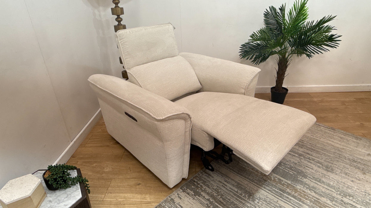 Sofology Pitt Chair Power Recliner/Headrest in Kansas Ivory