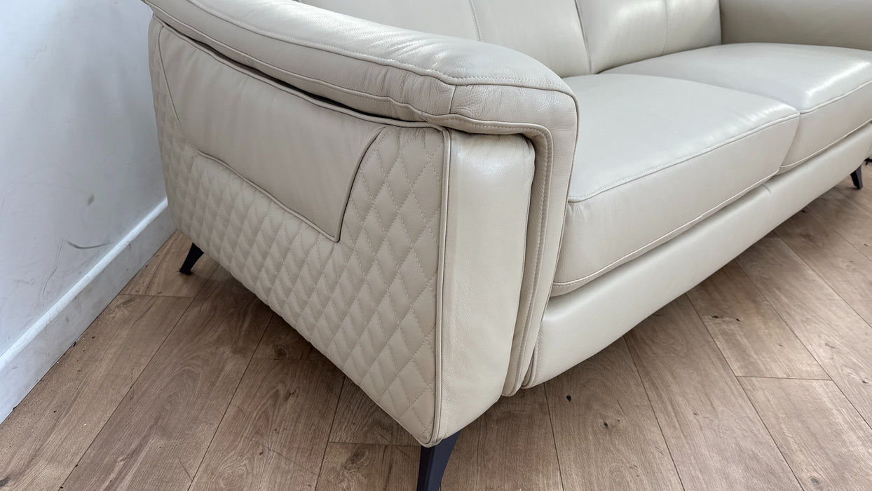 Sofology Ezra Leather 3 Seater in Trusty Sheen Bone China