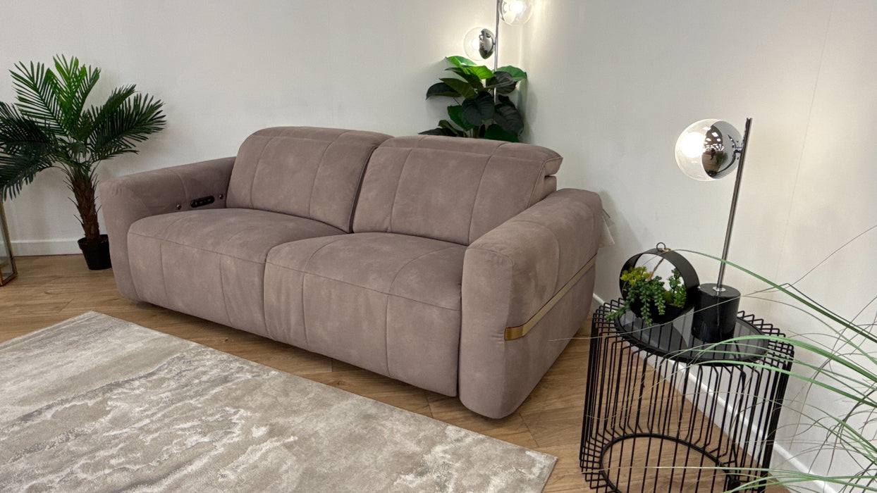 Sofology Lumiere Fabric 2.5 Seater Power Recliner/Headrest Heated Seat in Lifestyle Flecked Nutmeg