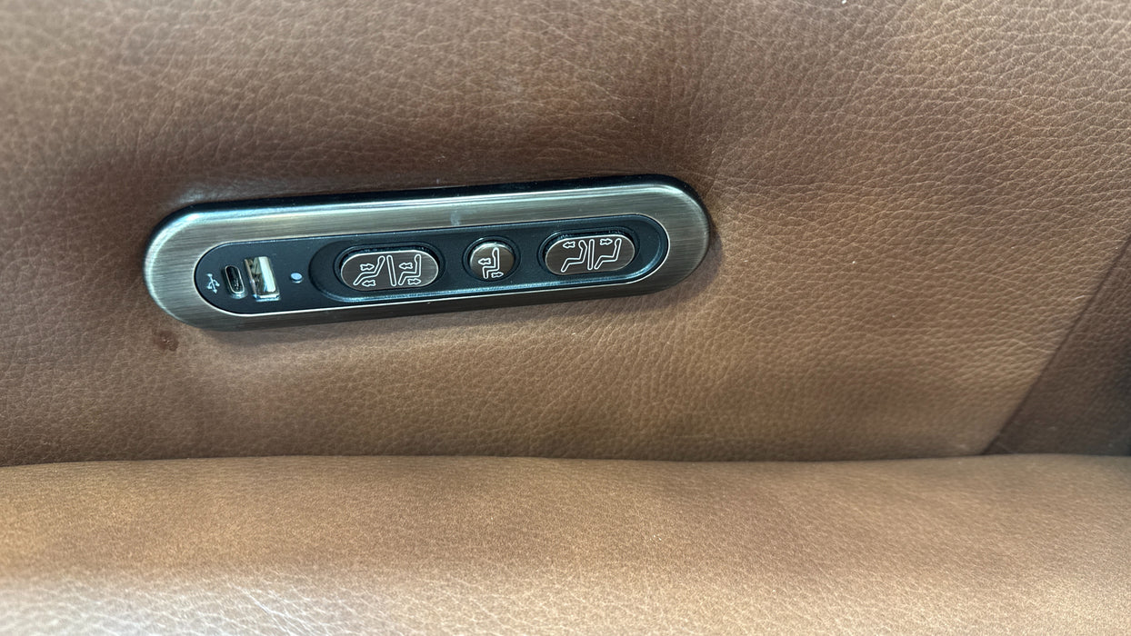 Sofology Premiere Leather 2.5 Seater Power Recliner/Headrest in Trusty Embossed Chestnut
