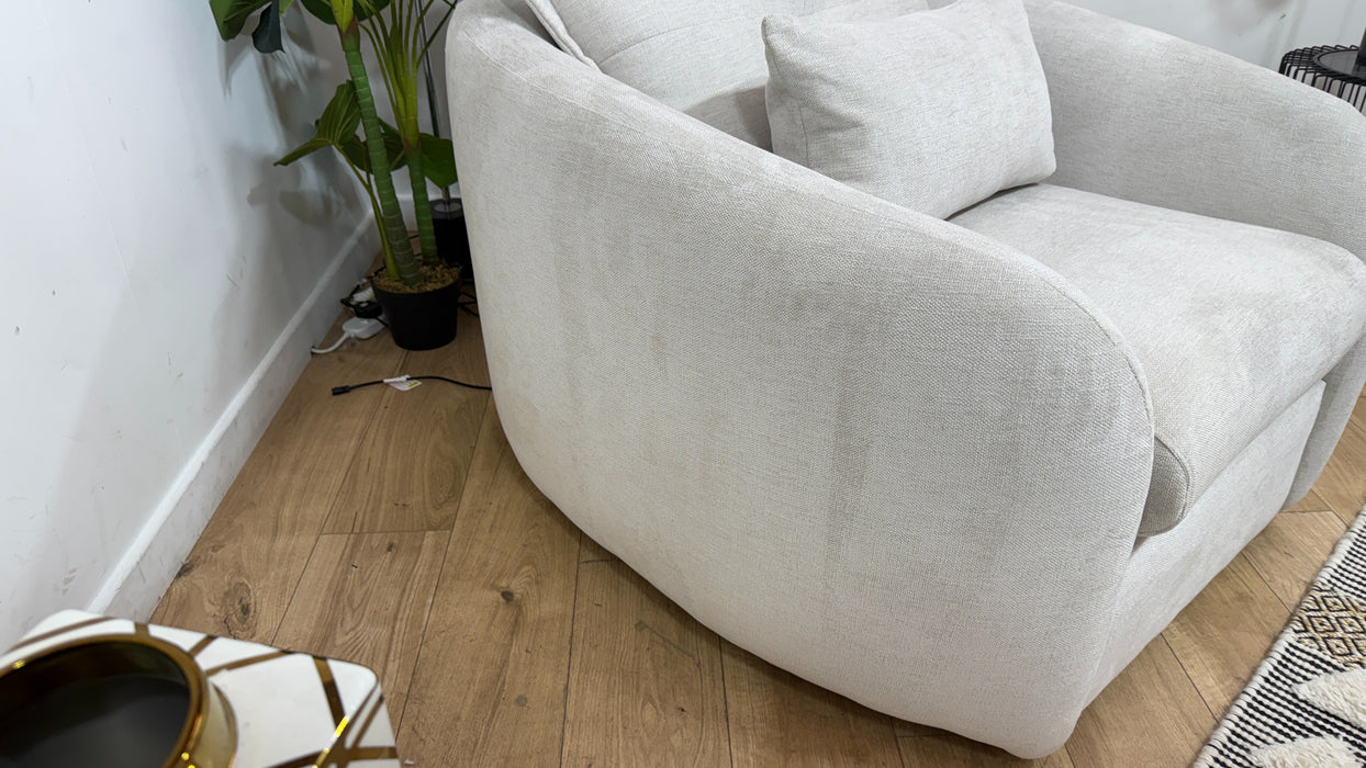 Sofology Portobello Fabric Chair Sprung Seat in Linen Look Chenille Mist