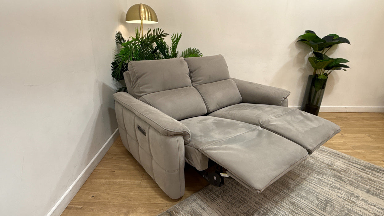 Sofology Ripley Fabric 2 Seater Power Recliner/Headrest in Lifestyle Nubuck Feel Light Grey