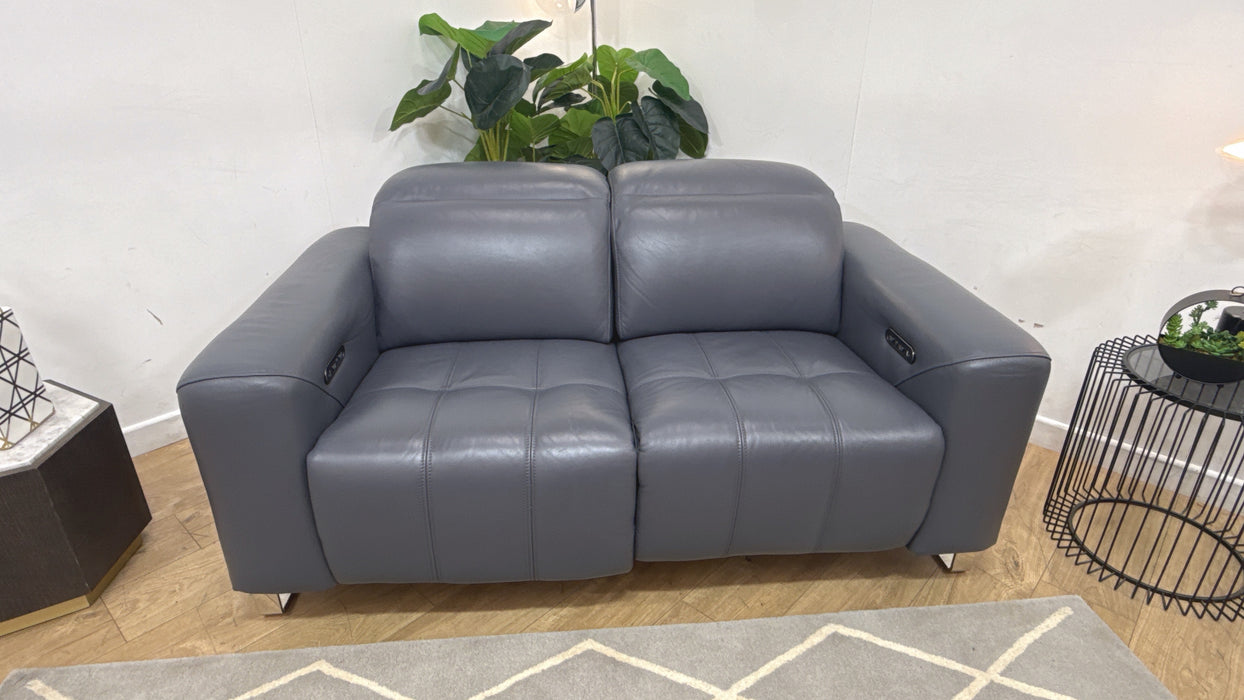 Sofology Marvella Leather 2 Seater Power Recliner/Headrest in Trusty Sheen Lavender Grey