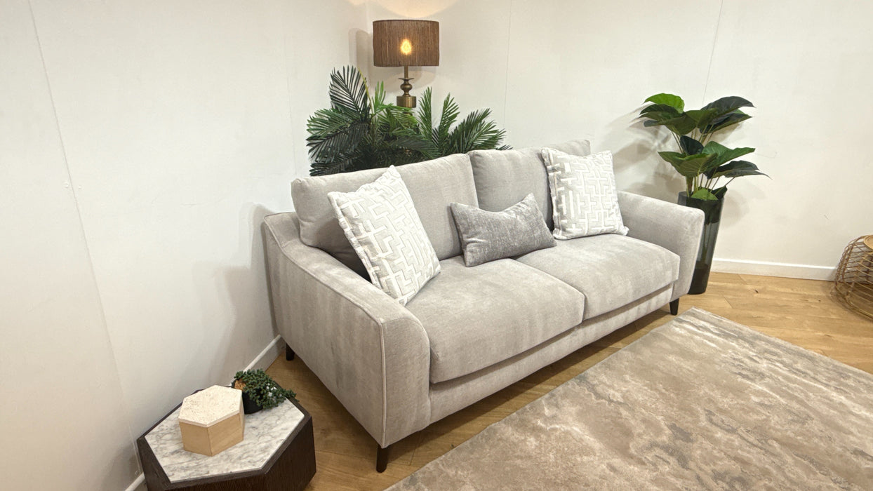 Sofology Mayfair Fabric 3 Seater Foam Seats in Soft Chenille Silver/Silver Mix