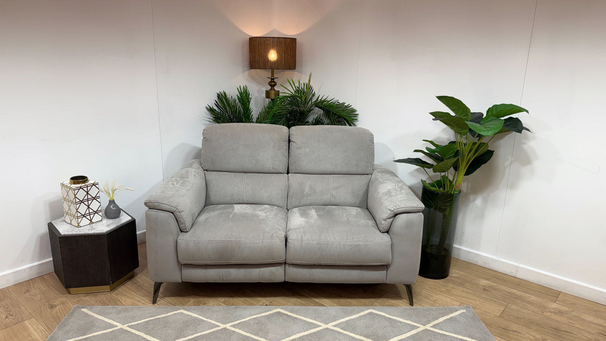 Sofology Illinois Fabric 2 Seater Power Recliner/Headrest in textured fabric grey