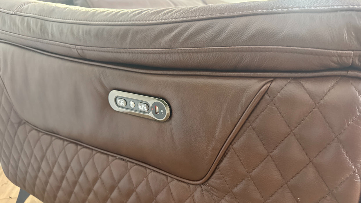 Sofology Ezra Leather 3 Seater Power Recliner/Headrest in Chocolate