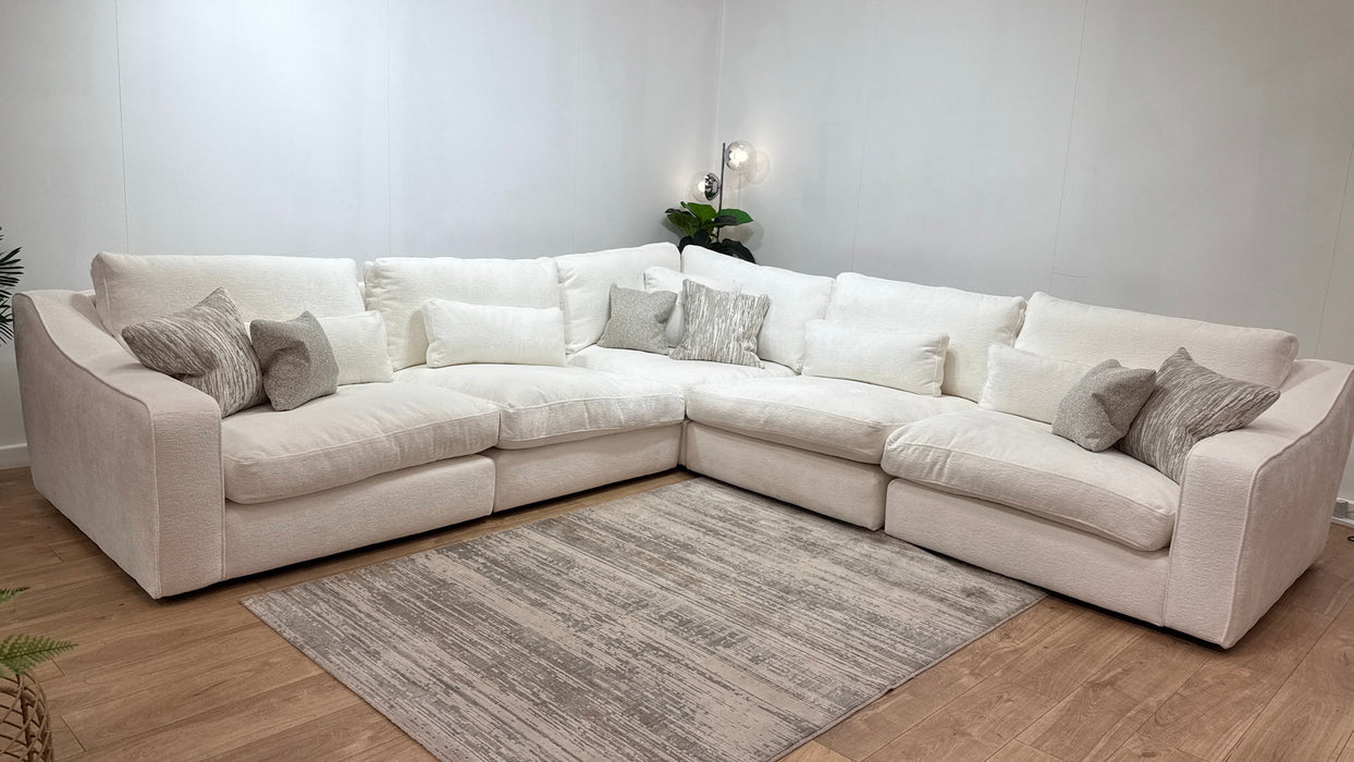 Sofology Bellagio Fabric 3 Corner 3 Reversible Feather Flex Seats in Chunky Luxe Chenille Snow Mix