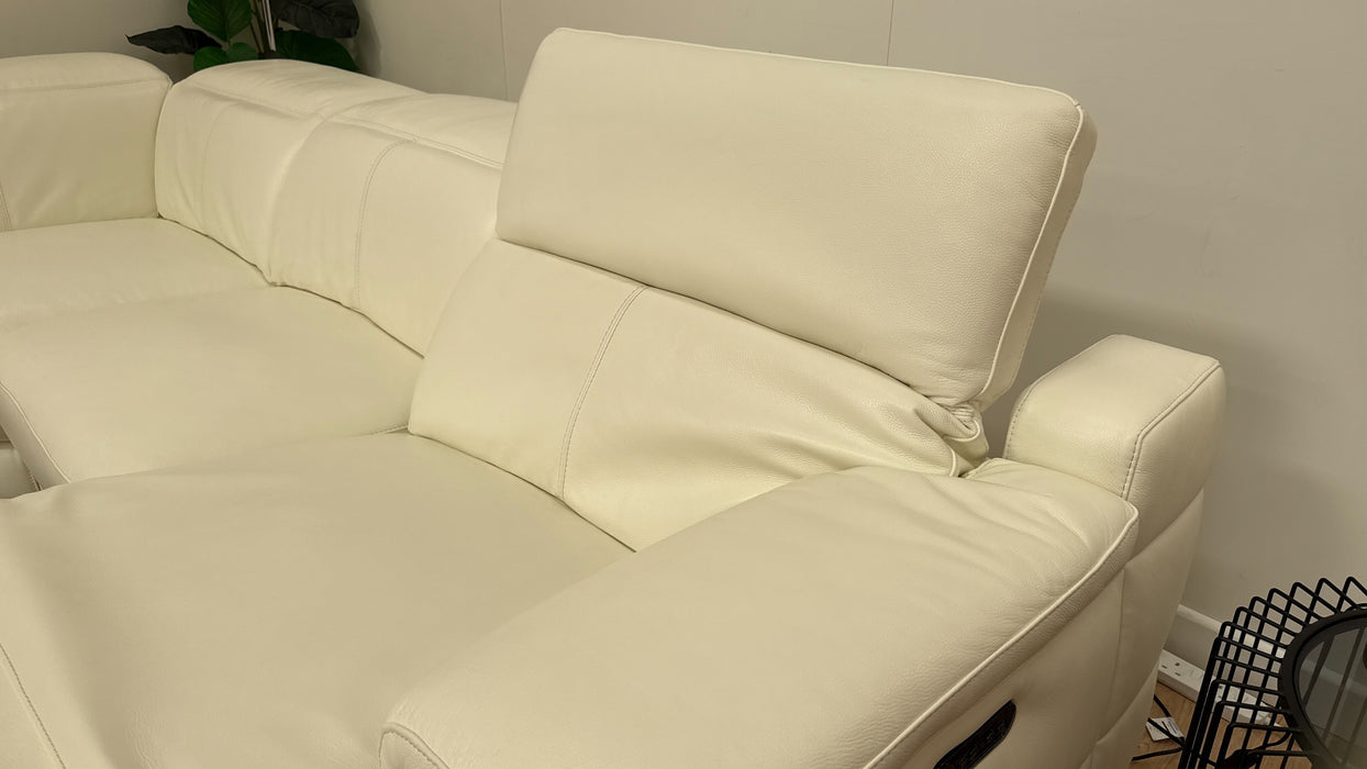 Sofology Laurence Leather 1 Corner 3 Power Recliner/Headrest in Trusty Soft Sheen White