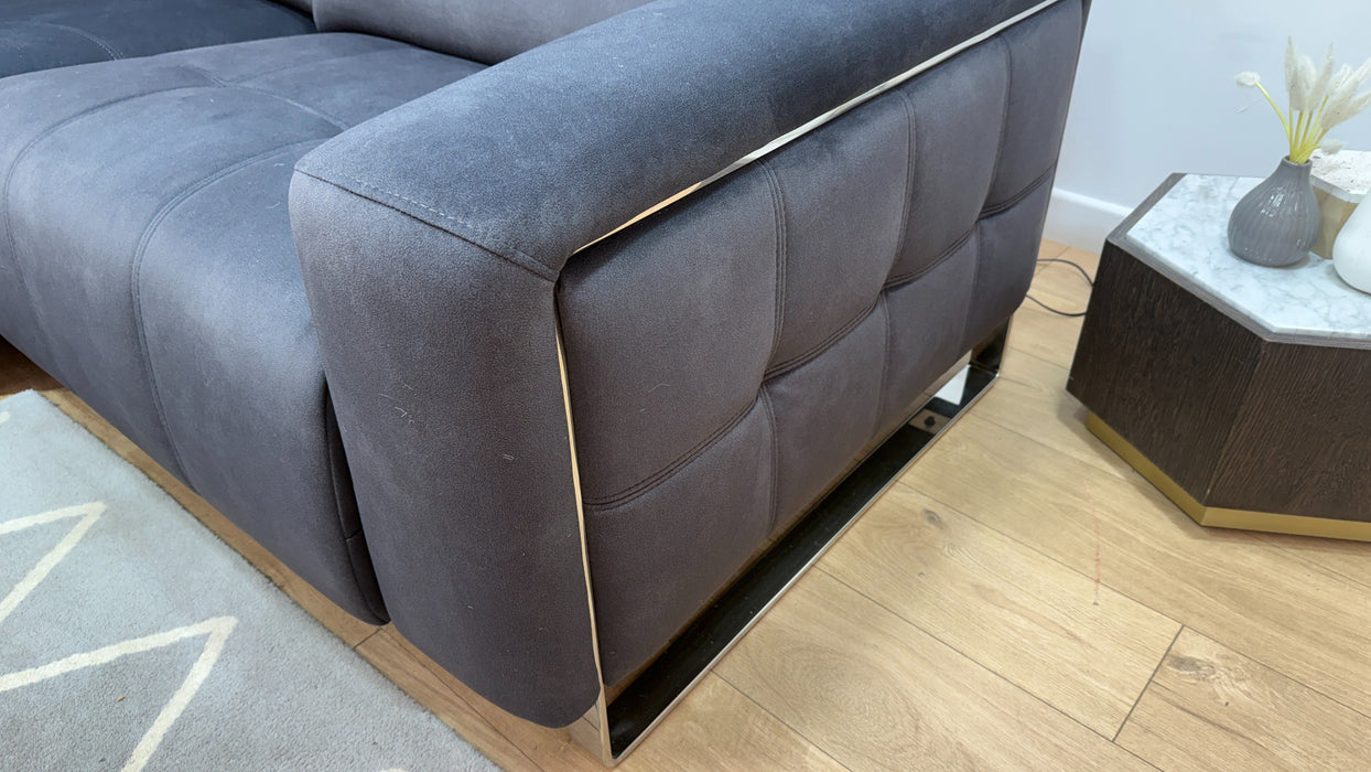 Sofology Marvella Fabric 3 Corner 1.5 Power Recliner/Headrest in Lifestyle Flecked Anthracite