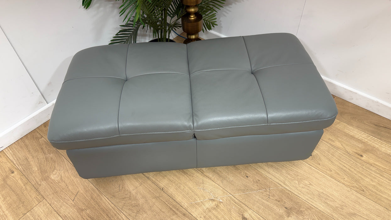 Sofology Marvella Leather Dual Storage Footstool in Trusty Sheen Granite Teal