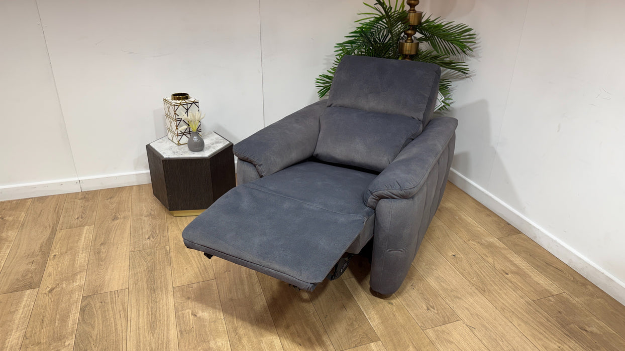 Sofology Ripley Fabric Chair Power Recliner/Headrest Lumbar Support in Lifestyle Flecked Charcoal