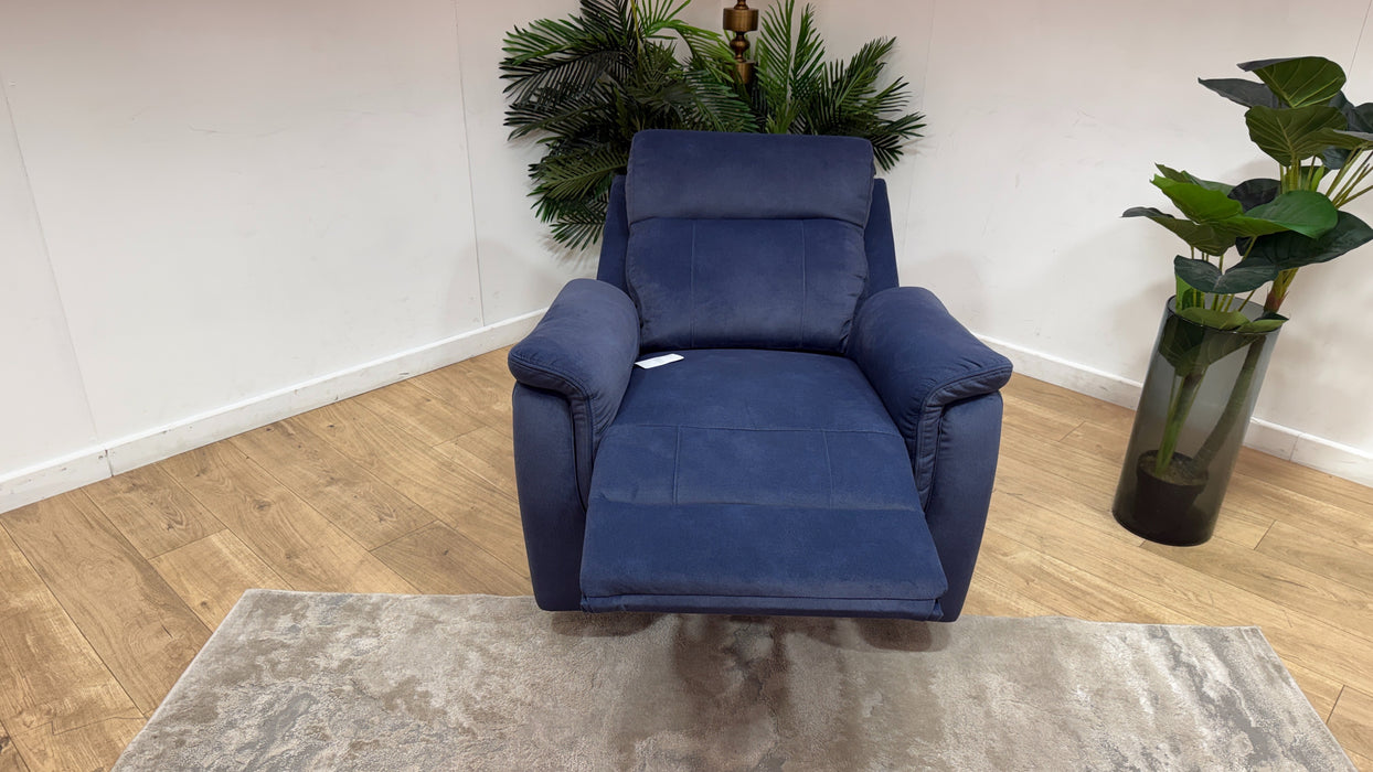 Sofology Bradie Fabric Chair Power Recliner/Headrest in Lifestyle Flecked Navy