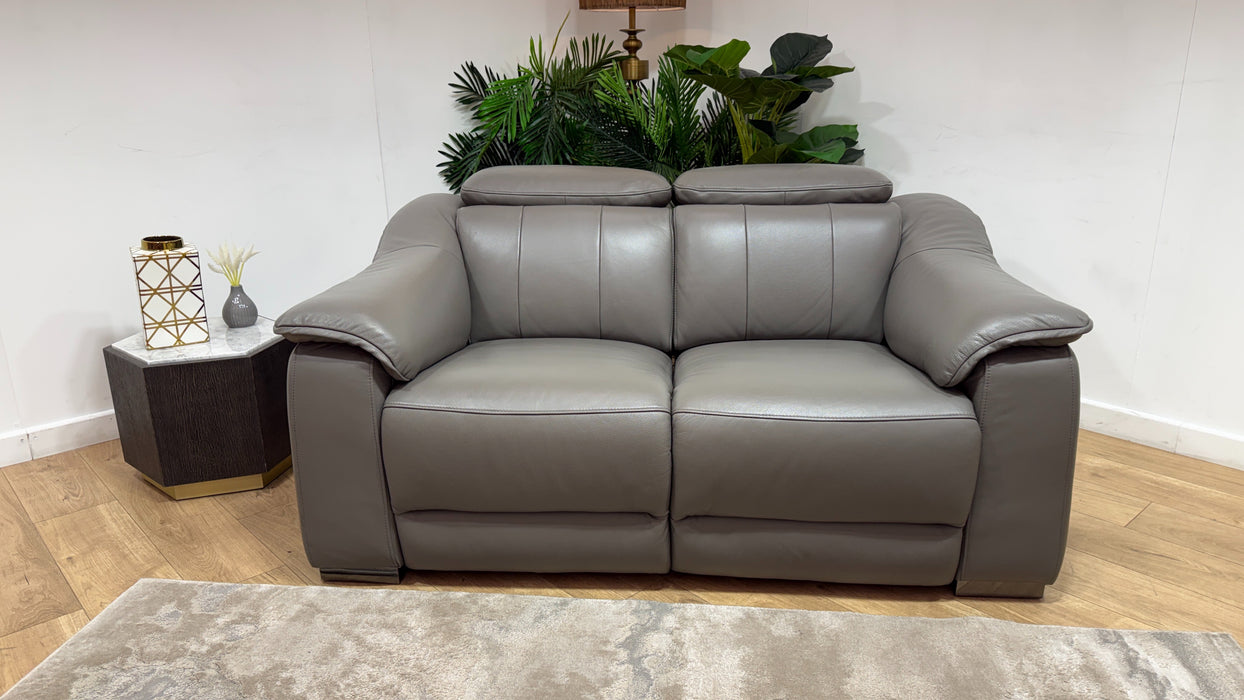 Sofology Carrera Leather 2 Seater Power Recliner/Headrest in Trusty Embossed Elephant