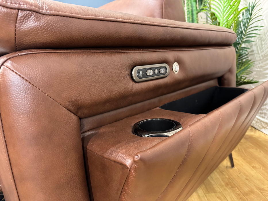 The Fratelli Leather 2.5 Seater - Trusty Embossed Chestnut - Power Headrest Power Recliner (WA2)