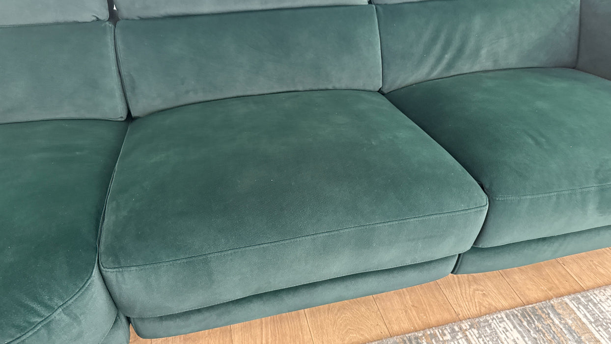 Sofology Illinois Fabric 1 Corner 2 Power Recliner/Heaadrest in Lifestyle Mottled Dark Green