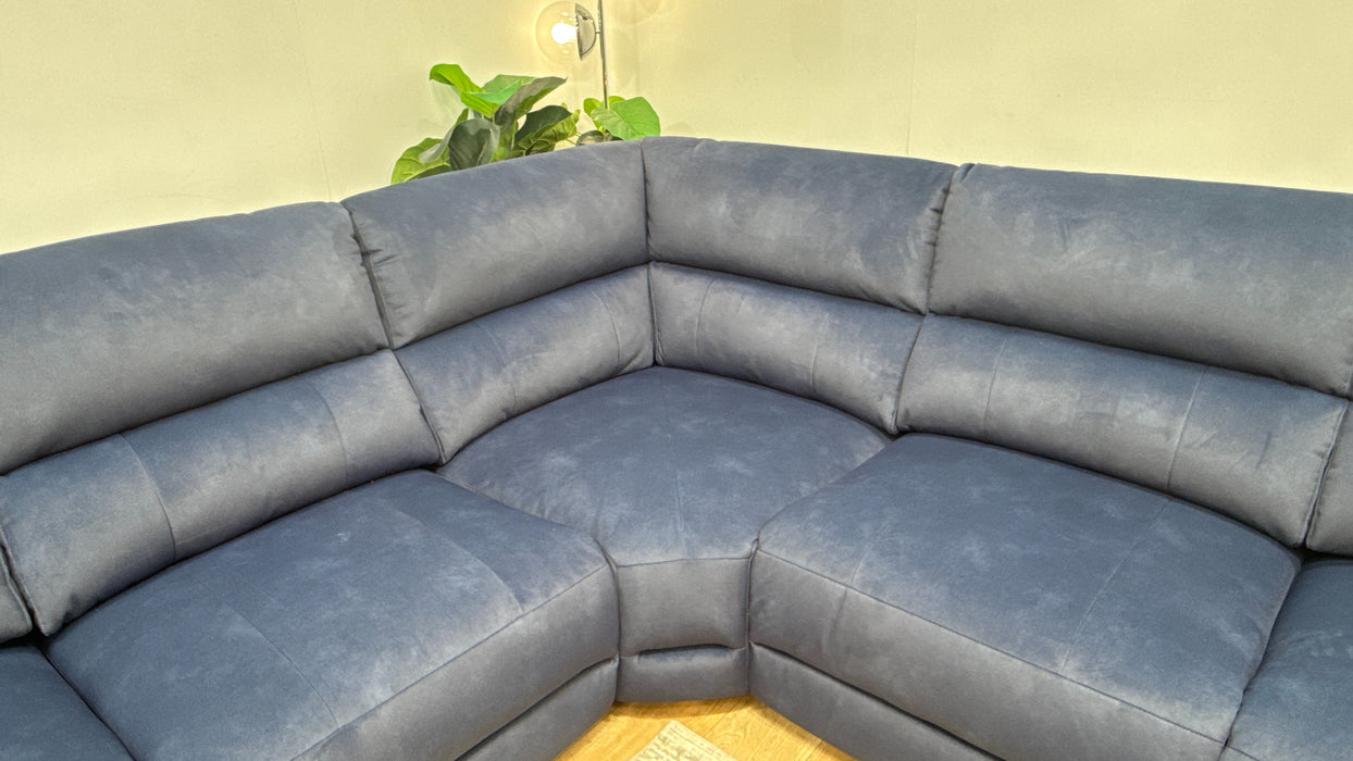 Sofology Portofino Fabric 3 Corner 3 Power Recliner/Headrest in Lifestyle Flecked Navy