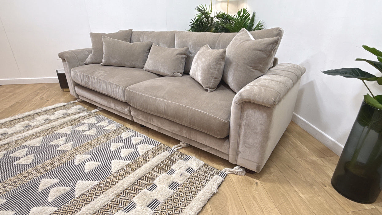 Sofology Regency Fabric 4 Seater Split Foam Seats in Fine Textured Chenille Stone