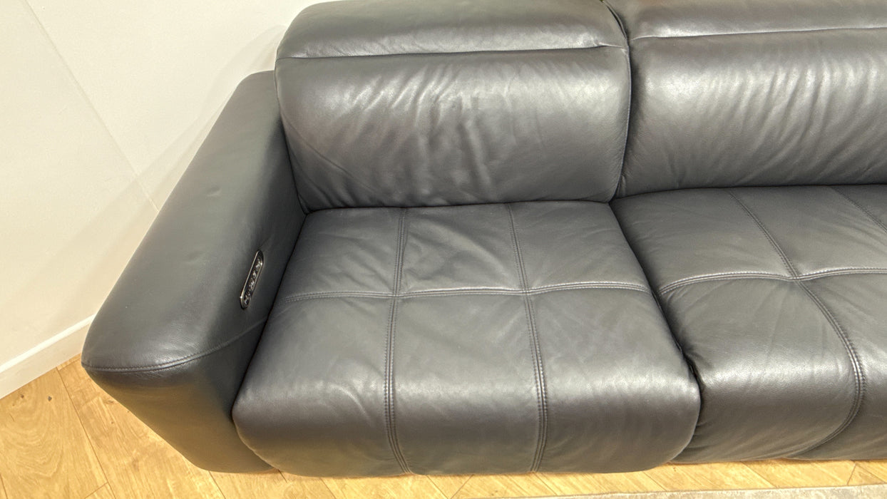 Sofology Marvella Leather 4 Seater Split Power Recliner/Headrest in Trusty Sheen Jet Black