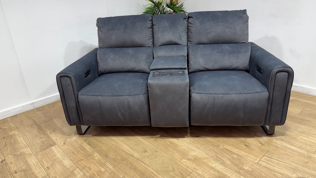Sofology Ravello Fabric 2 Seater Console Power Recliner in Lifestyle Flecked Charcoal