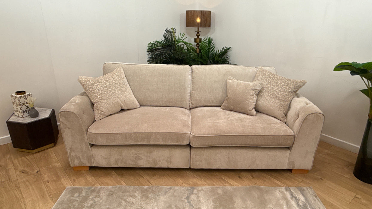 Sofology Valentina Fabric 4 Seater Split Foam Seats Full Back in Luxury Chenille Mist Mix