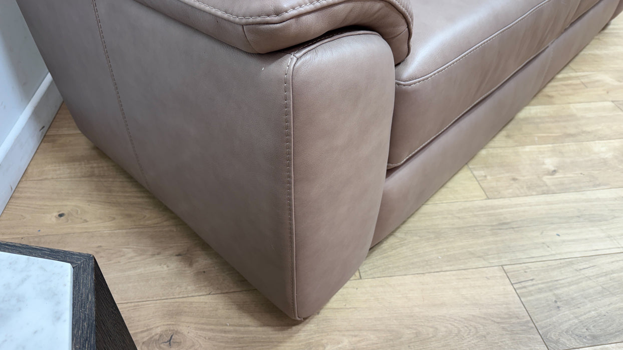 Sofology Santina Leather 3 Seater in Relaxed Soft Stone