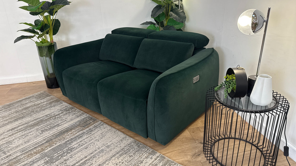 Sofology the Serene Fabric 2 Seater Power Recliner/Headrest in Lifestyle Mottled Dark Green