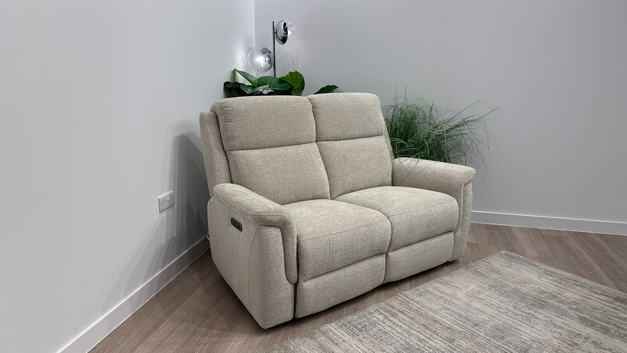 Sofology Bradie Fabric 2 Seater Power Recliner/Headrest in Woven Chenille Linen