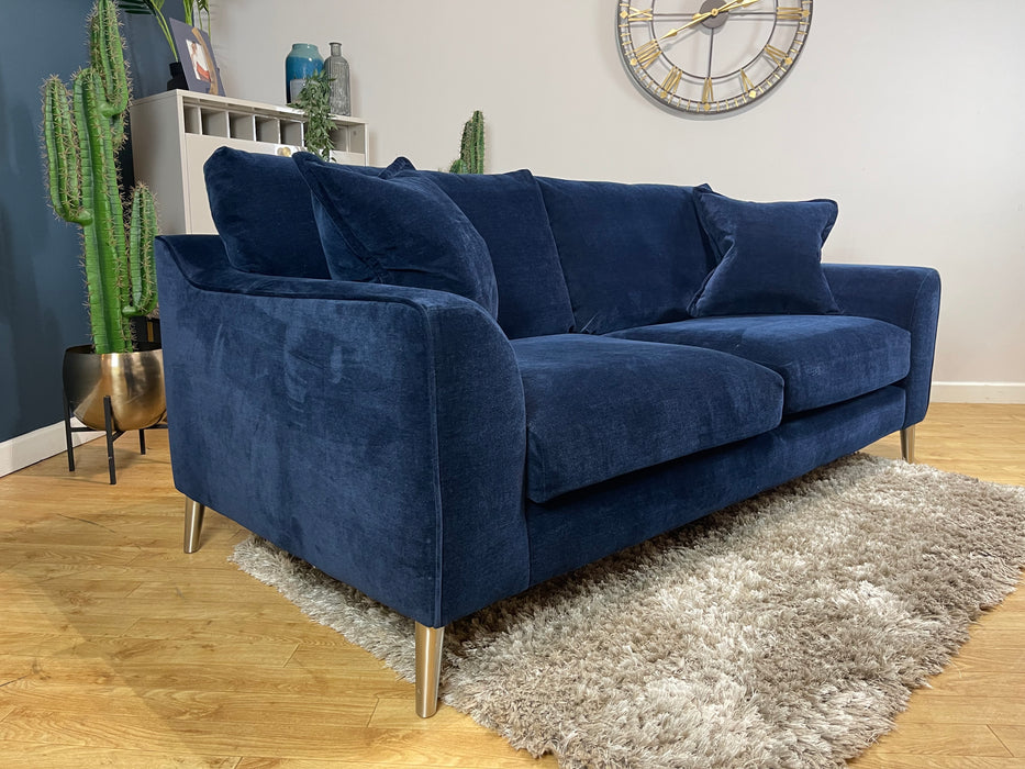 Mayfair 3 Seater Soft Chenille Navy All Over Fabric (WA2)