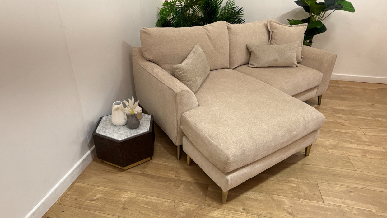 Sofology Mayfair Fabric Chaise 3 Seater Foam Seats in Linen Look Chenille Natural