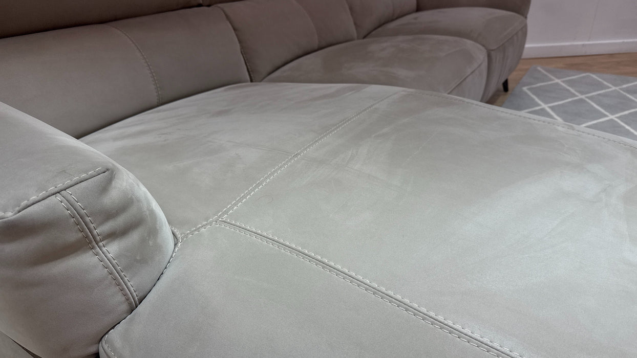 Sofology Arlington Fabric Chaise 3 Seater Power Recliner/Headrest in Lifestyle Nubuck Feel Stone