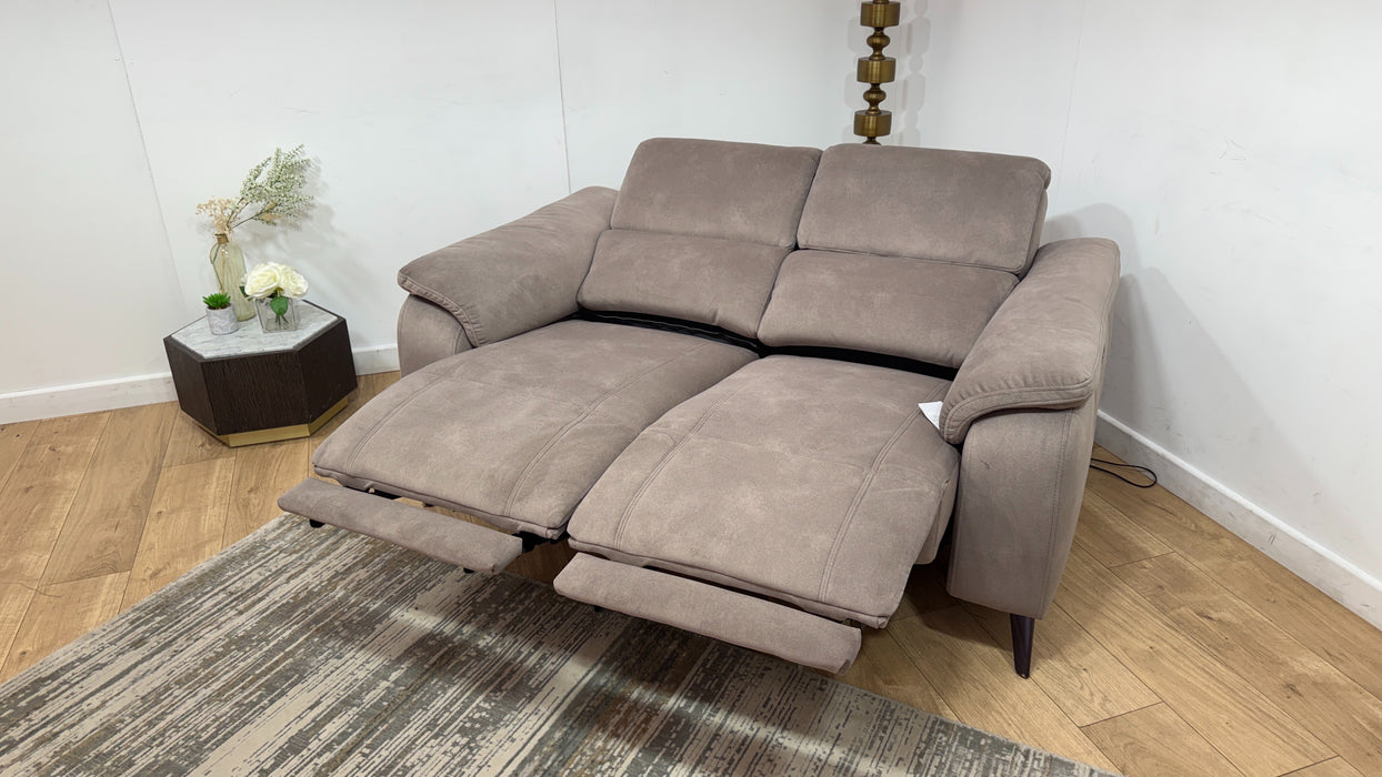 Sofology Bailey Fabric 2 Seater Power Recliner/Headrest in Lifestyle Flecked Nutmeg