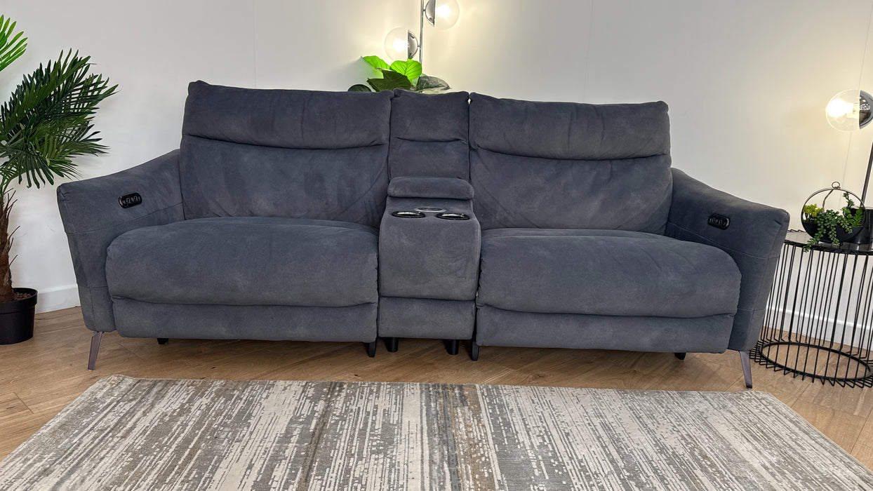 Sofology Renato 2.5 Fabric Seater Console Power Recliner in Lifestyle Flecked Charcoal