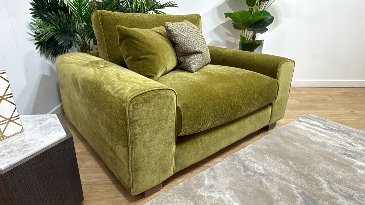 Sofology Sterling Fabric Lovseat in Vintage Velvet Olive