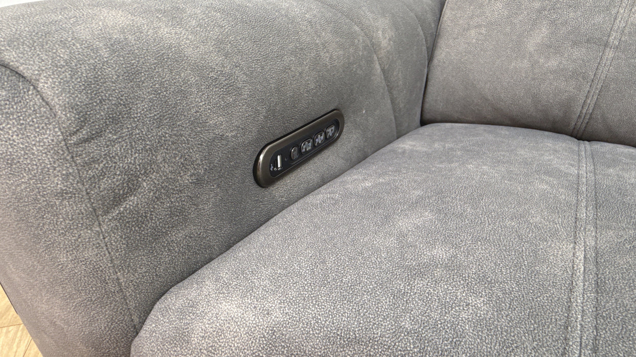 Sofology Allure Fabric 2.5 Seater Screen Console Power Recliner/Headrest Heated Seats Lumbar Support Speakers in Lifestyle Flecked Mocha