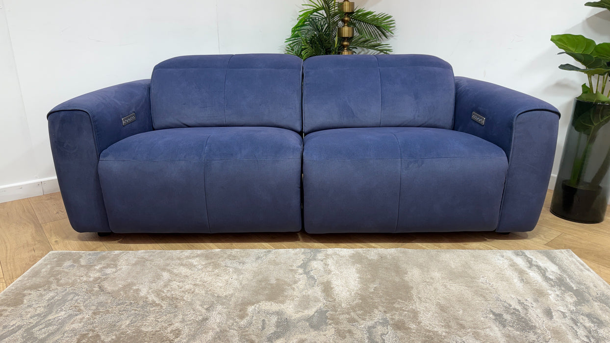 Sofology Riviera Fabric 2.5 Seater Power Recliner/Headrest in Lifestyle Flecked Navy