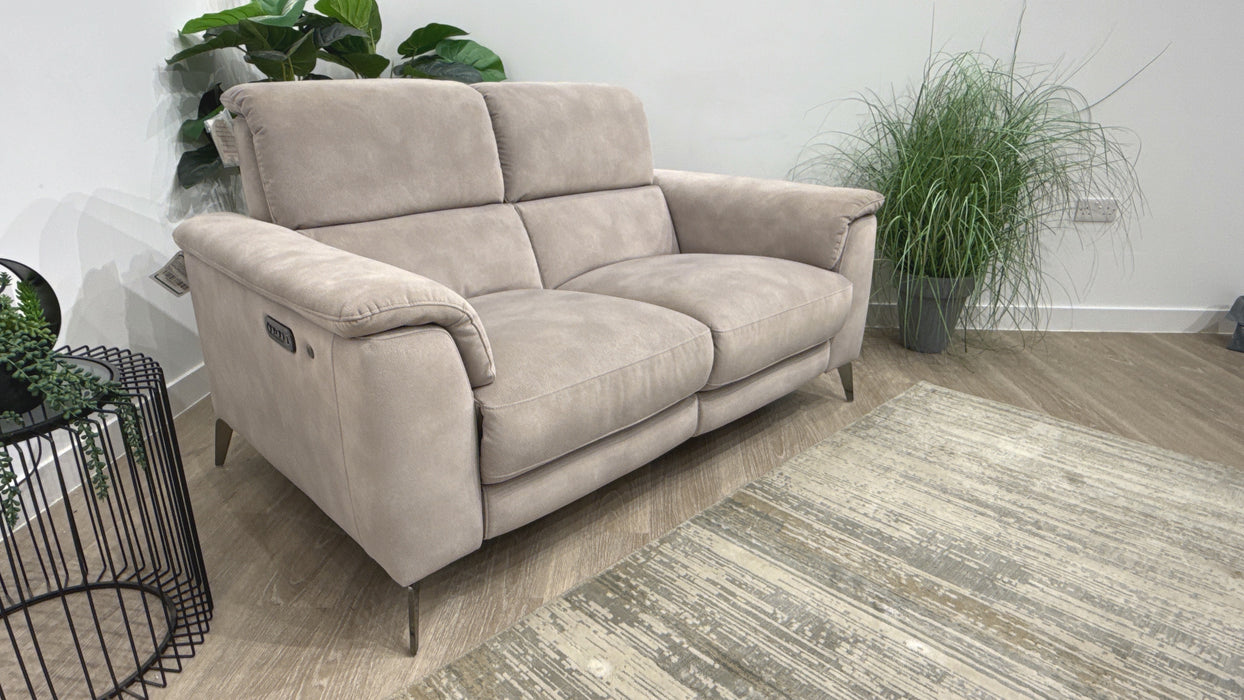 Sofology Illinois Fabric 2 Seater Power Recliner/Headrest Heated Seats in Lifestyle Mottled Marble