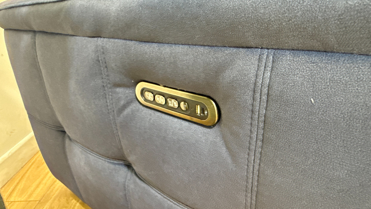 Sofology Ripley Fabric 2.5 Seater Power Recliner/Headrest Lumbar Support in Lifestyle Flecked Navy