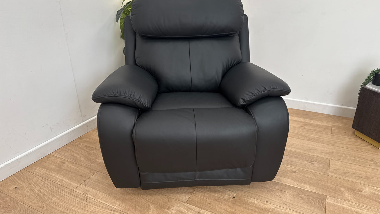DFS Daytona Leather Recliner Rocking Chair in Jet Black