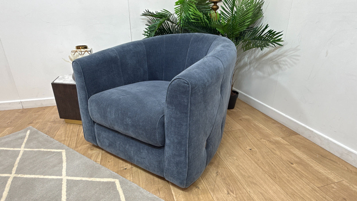 Sofology Kingsbridge Fabric Swivel Chair in Relaxed Chenille Denim