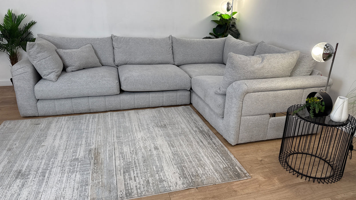 Sofology The Westwood 3 Corner 1 Fabric Sofa in Soft Boucle Silver Mix