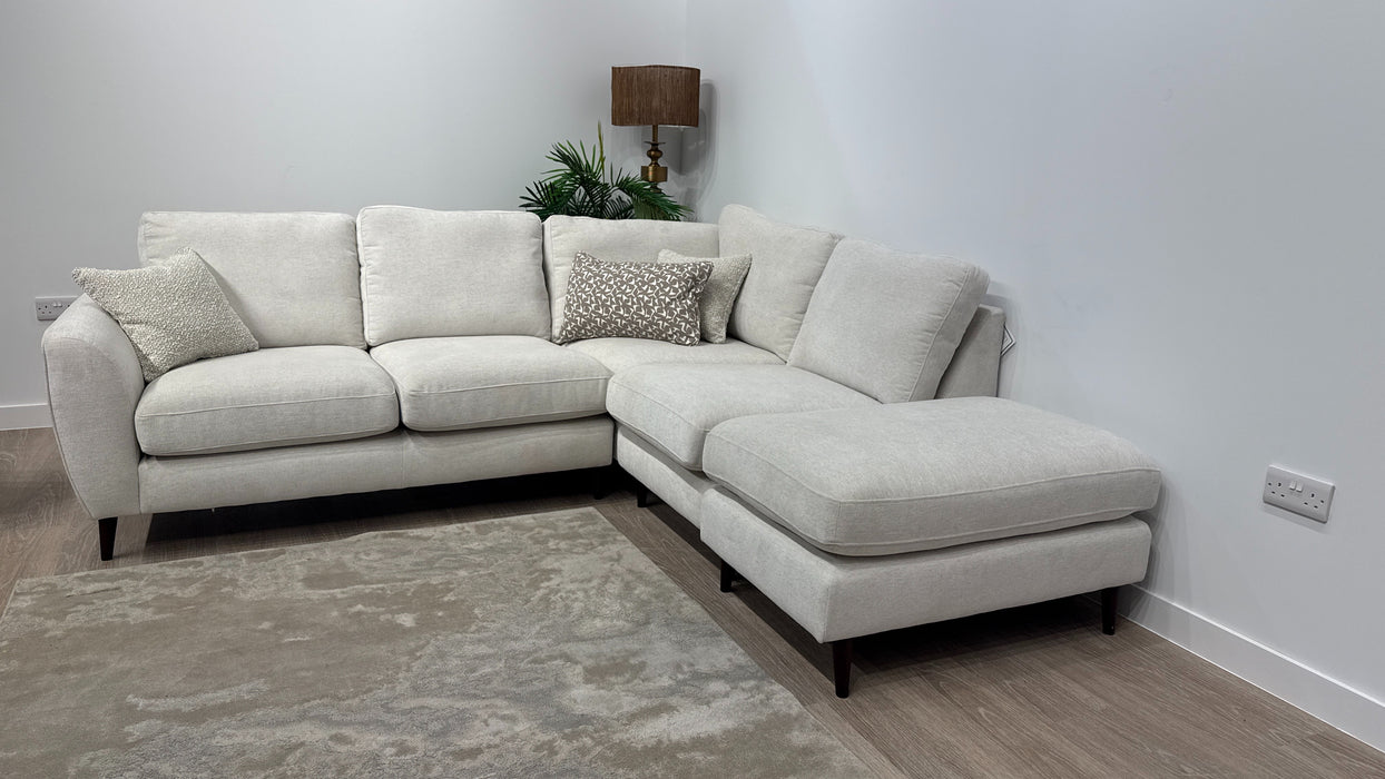 Sofology Hackney Fabric 2 Corner 1 Chaise Sprung Seats in Linen Look Chenille Mist Mix