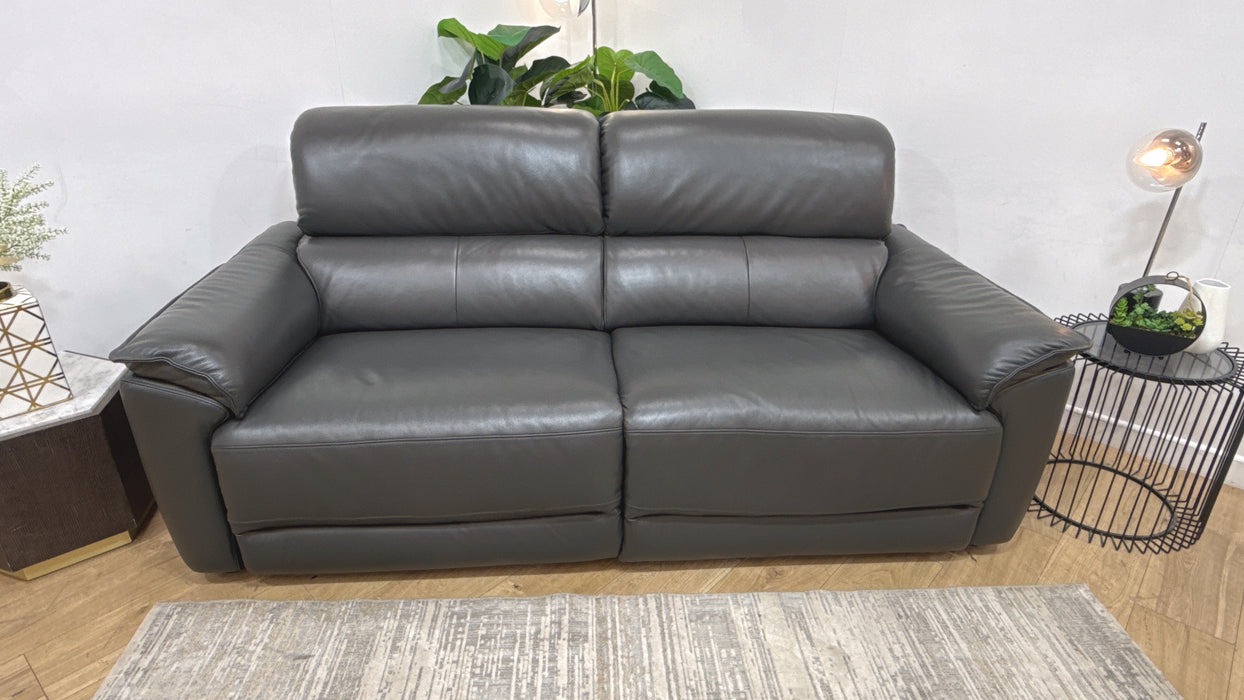 Sofology Hugo Leather 2.5 Seater in Trusty Embossed Charcoal