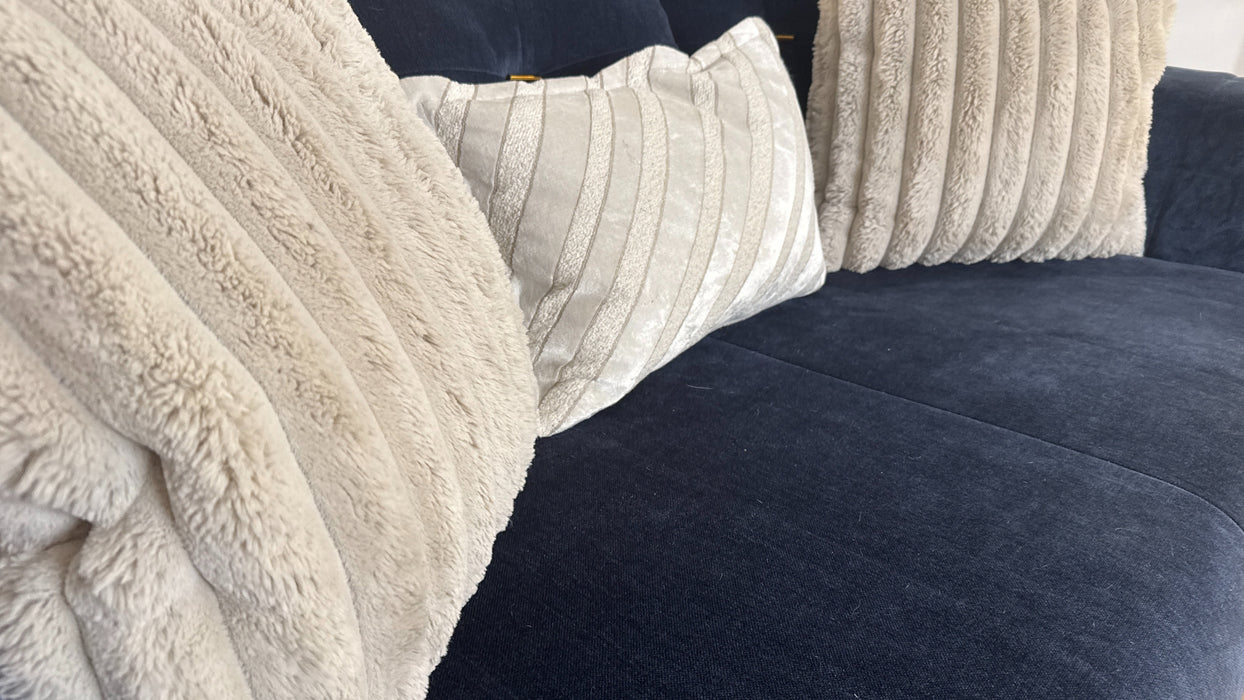 Sofology The Oscar 4 Seater Fabric Sofa in Fine Textured Chenille Navy Mix