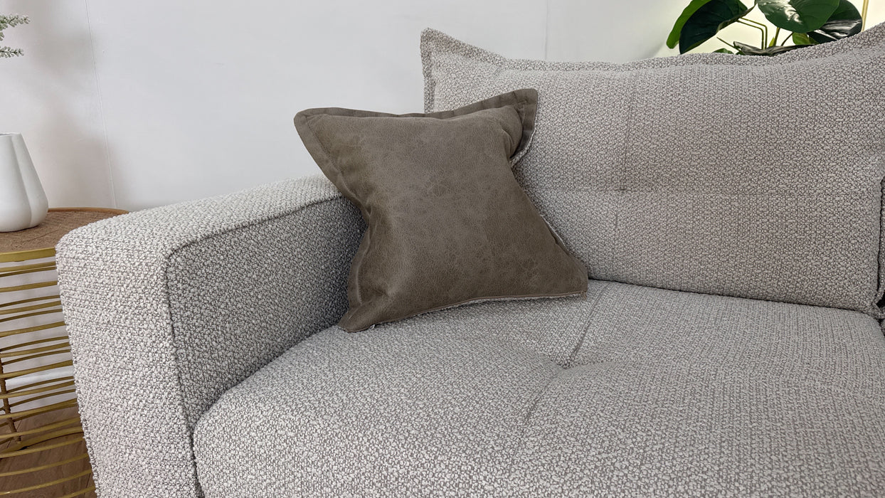 Sofology Artisan Fabric 4 Seater Split in Chunky Boucle Natural/Mink Mix