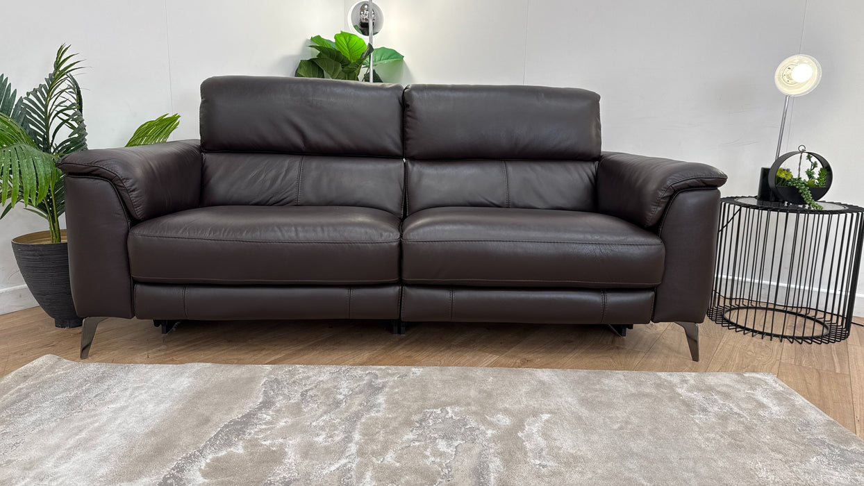 Sofology Illinois 3 Seater Leather Recliner in Brown