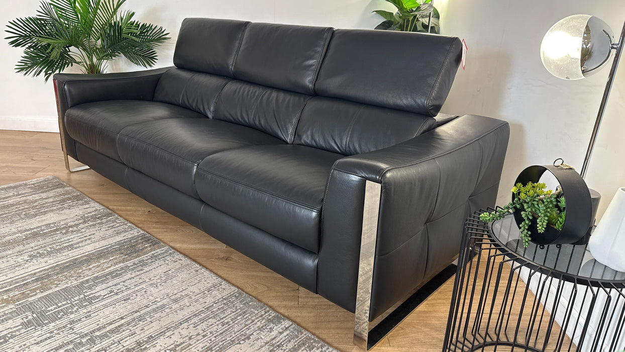 Sofology The Torres Leather 4 Seater in Jet Black